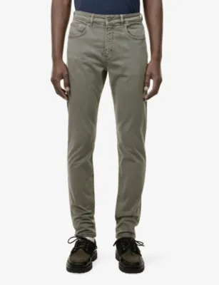 VINGT QUATRE Tapered Mid-Rise Cotton Trousers in MOSS, additional product view 3