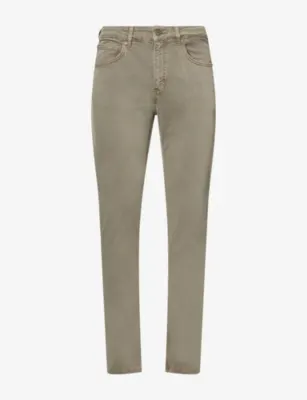 VINGT QUATRE Tapered Mid-Rise Cotton Trousers in MOSS – Mens | Jeans | Tapered