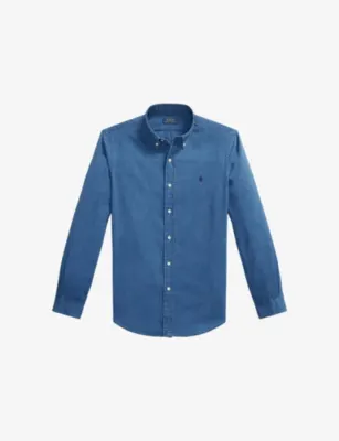 POLO RALPH LAUREN Logo-Embroidered Custom-Fit Cotton-Seersucker Shirt
