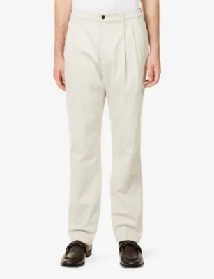 DUNHILL Double-Pleated Straight-Leg Cotton Blend Chino Trousers - 38R detail 3