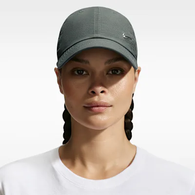 Nike Dri-FIT Club Unstructured Metal Swoosh Cap - Camo Green/Metallic Silver
