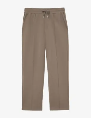 REISS Form Elasticated-Waist Jersey Jogging Bottoms - MUSHROOM BROWN