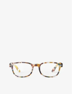 IZIPIZI #B square-framed blue tortoise reading glasses - LIGHT TORTOISE - +2