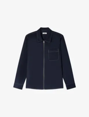 SANDRO Relaxed-Fit Zip-Up Lyocell-Blend Shirt