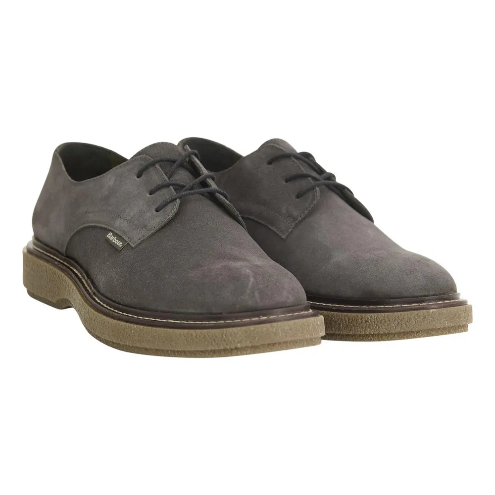 Barbour Mens Harefield Derby Shoe in Dk Grey Suede – Footwear