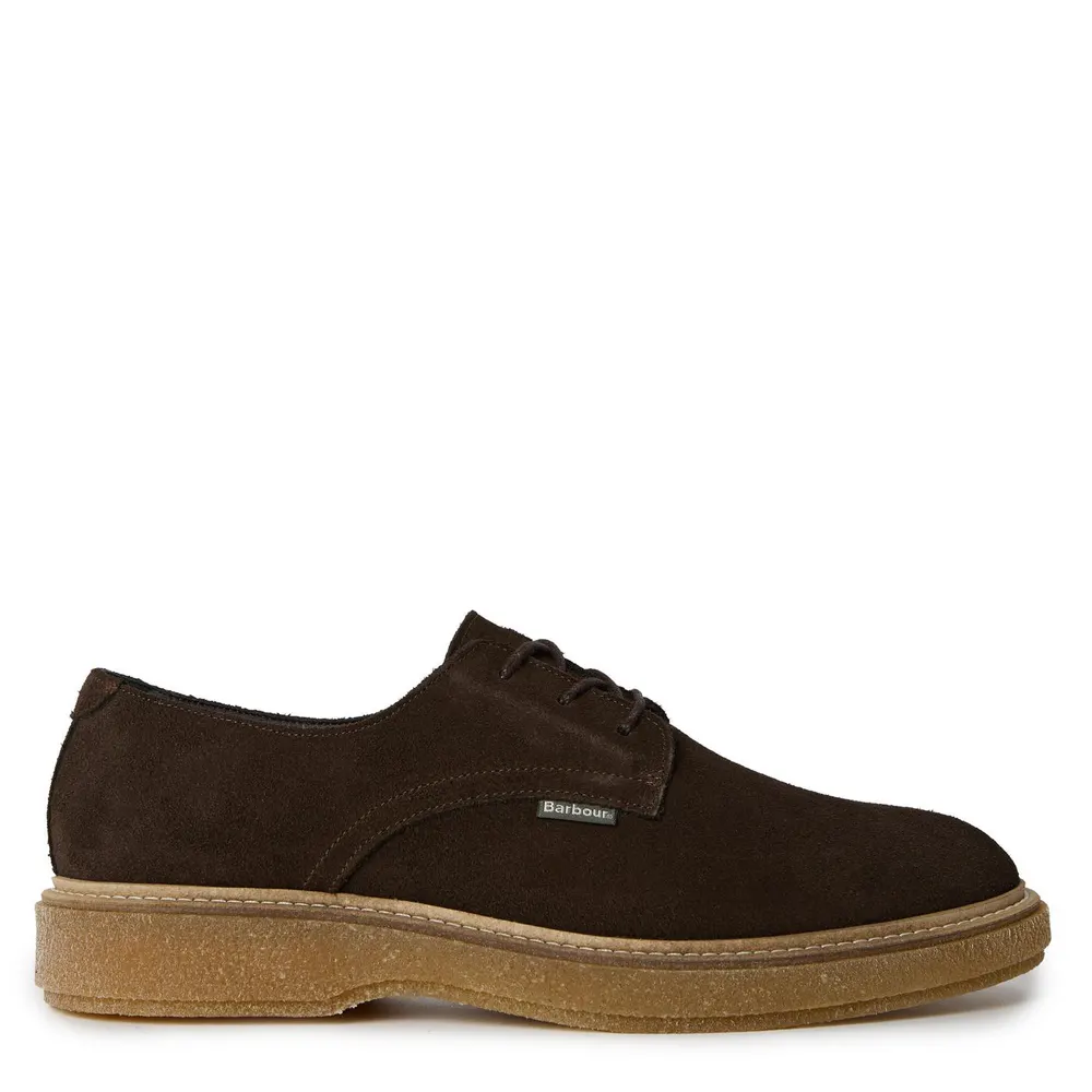 Barbour Mens Harefield Derby Shoe in Choc Suede – Footwear