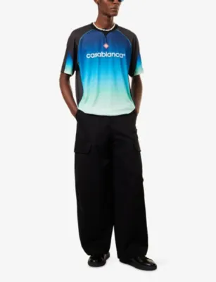 CASABLANCA Gradient Football Mesh T-Shirt in BLUE, additional product view 2