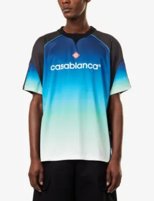 CASABLANCA Gradient Football Mesh T-Shirt in BLUE, additional product view 3