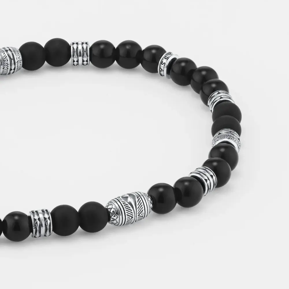 Thomas Sabo Mens Dark Obsidian Bead 19cm Bracelet detail 3