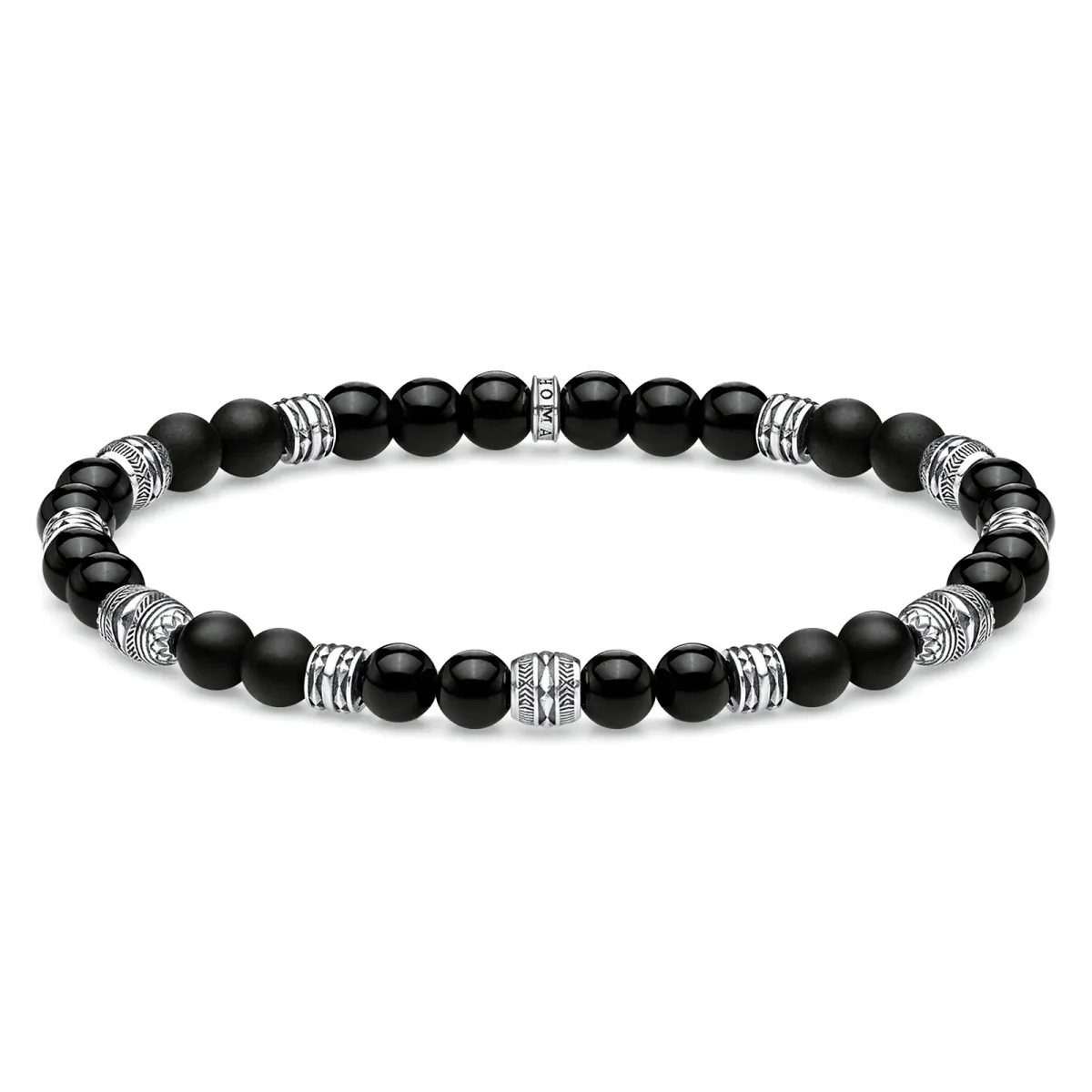 Thomas Sabo Mens Dark Obsidian Bead 19cm Bracelet