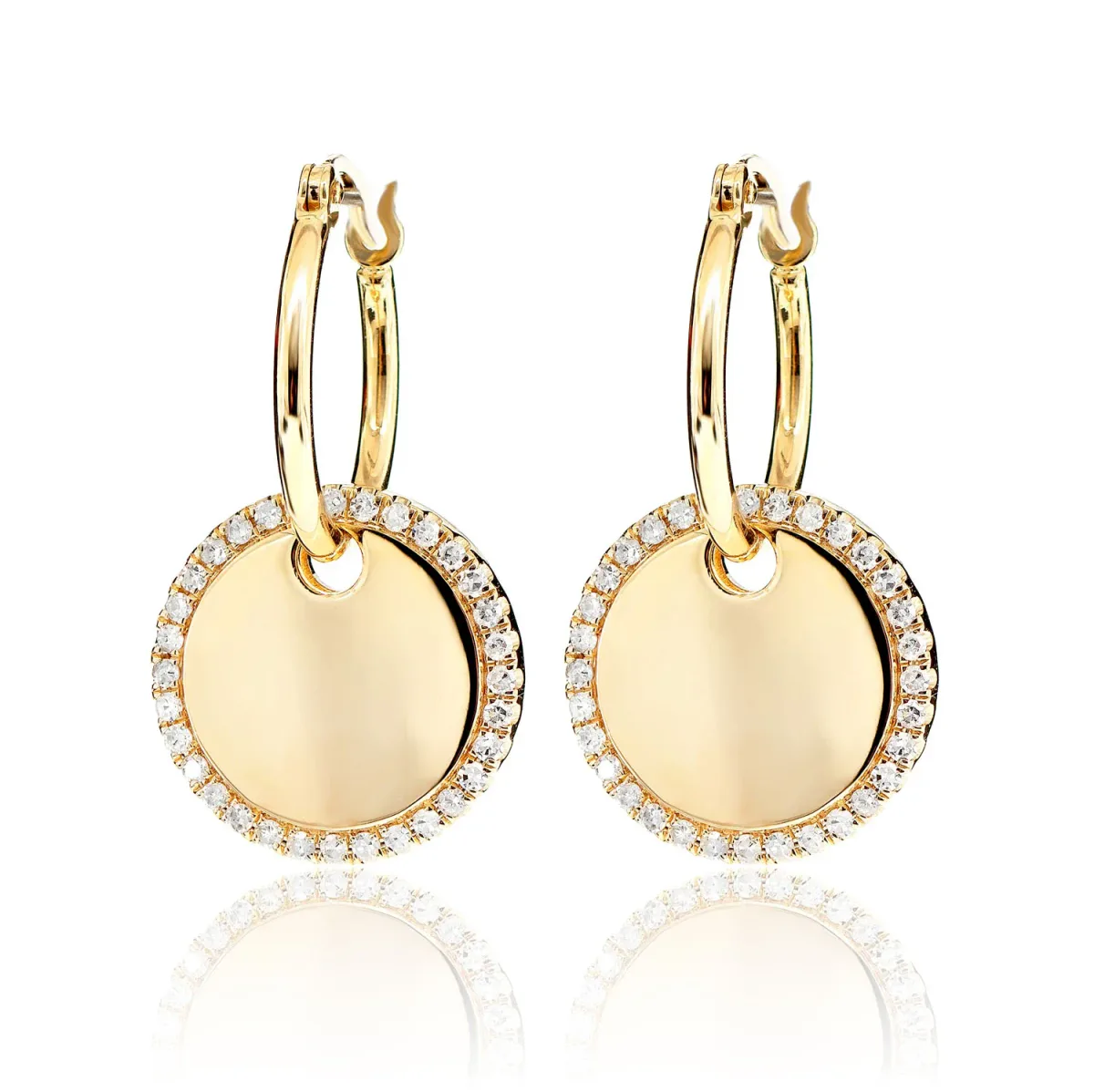 For Him Diamond Dangling Halo Disc Hoop Earrings in Rose Gold / Lab Grown Diamond – Earring
