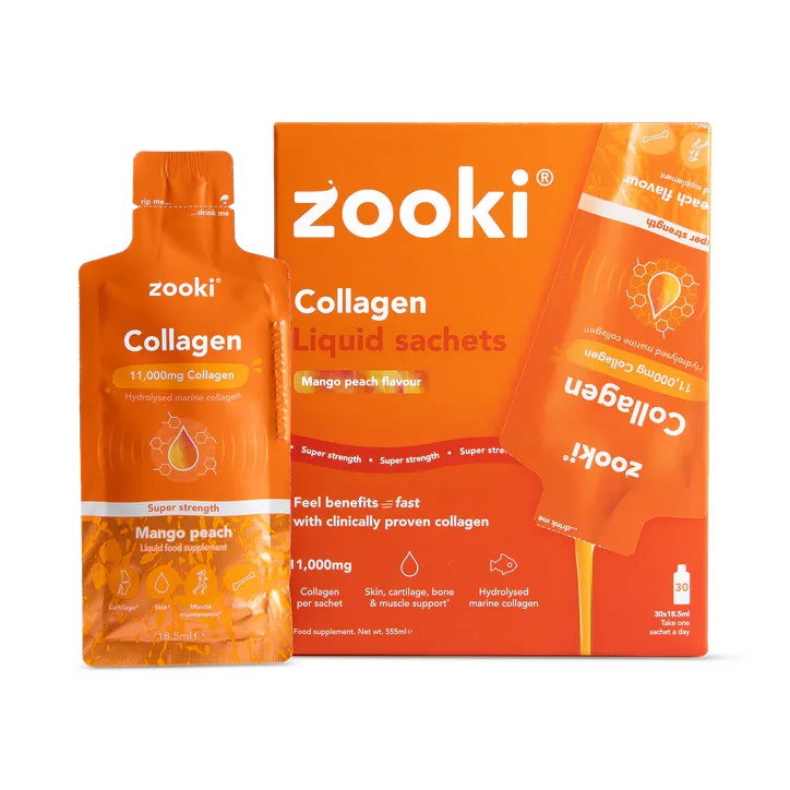 Zooki Super Strength Marine Collagen 11,000mg Mango Peach Flavour 30 Sachets