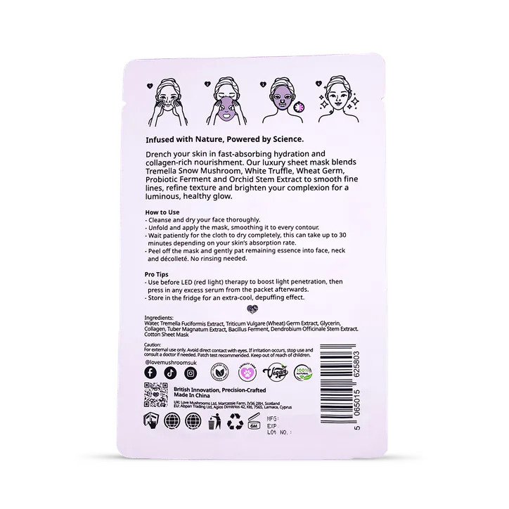 Love Mushrooms Collagen Truffle Face Mask 5 Pack, additional product view 2