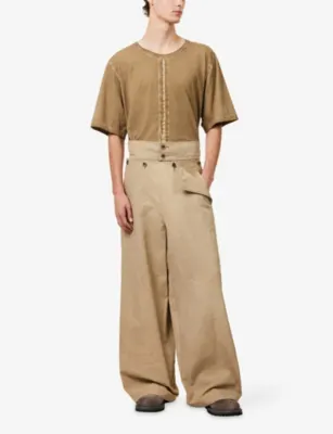 UMA WANG Paulo Wide-Leg Woven Trousers in TAN, additional product view 2