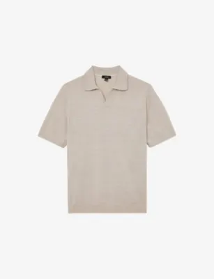 REISS Duchie Short-Sleeved Wool Polo Shirt - SOFT OLIVE GREEN detail 2