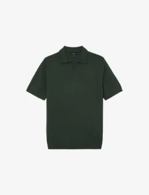 REISS Duchie Short-Sleeved Wool Polo Shirt - SOFT OLIVE GREEN detail 3