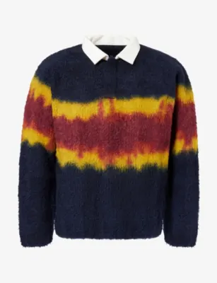 SACAI Chusen-Dyed Collared Wool-Blend Jumper