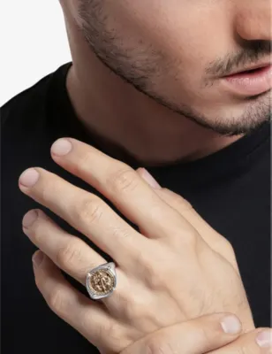 THOMAS SABO Faith, Love, Hope 18ct yellow-gold plated sterling-silver signet ring - U detail 3