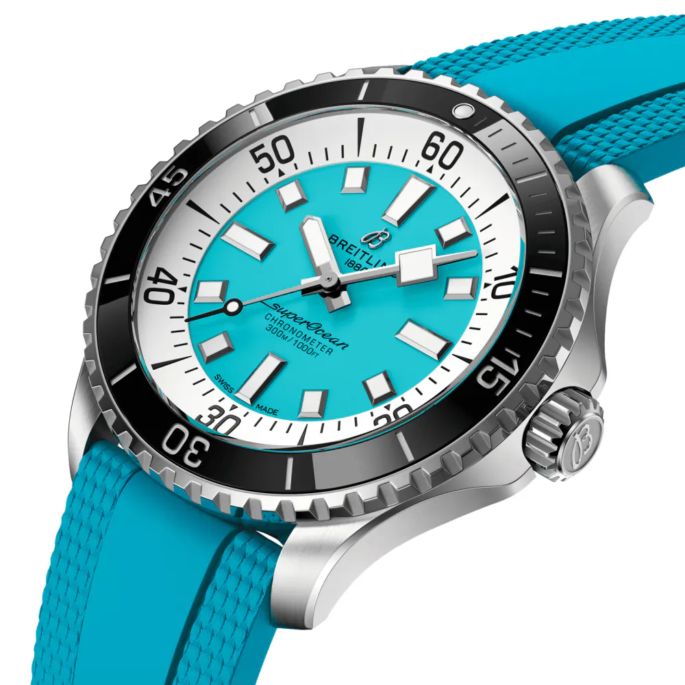 Breitling Superocean Automatic 44mm Mens Watch Turquoise Rubber in Blue, additional product view 3