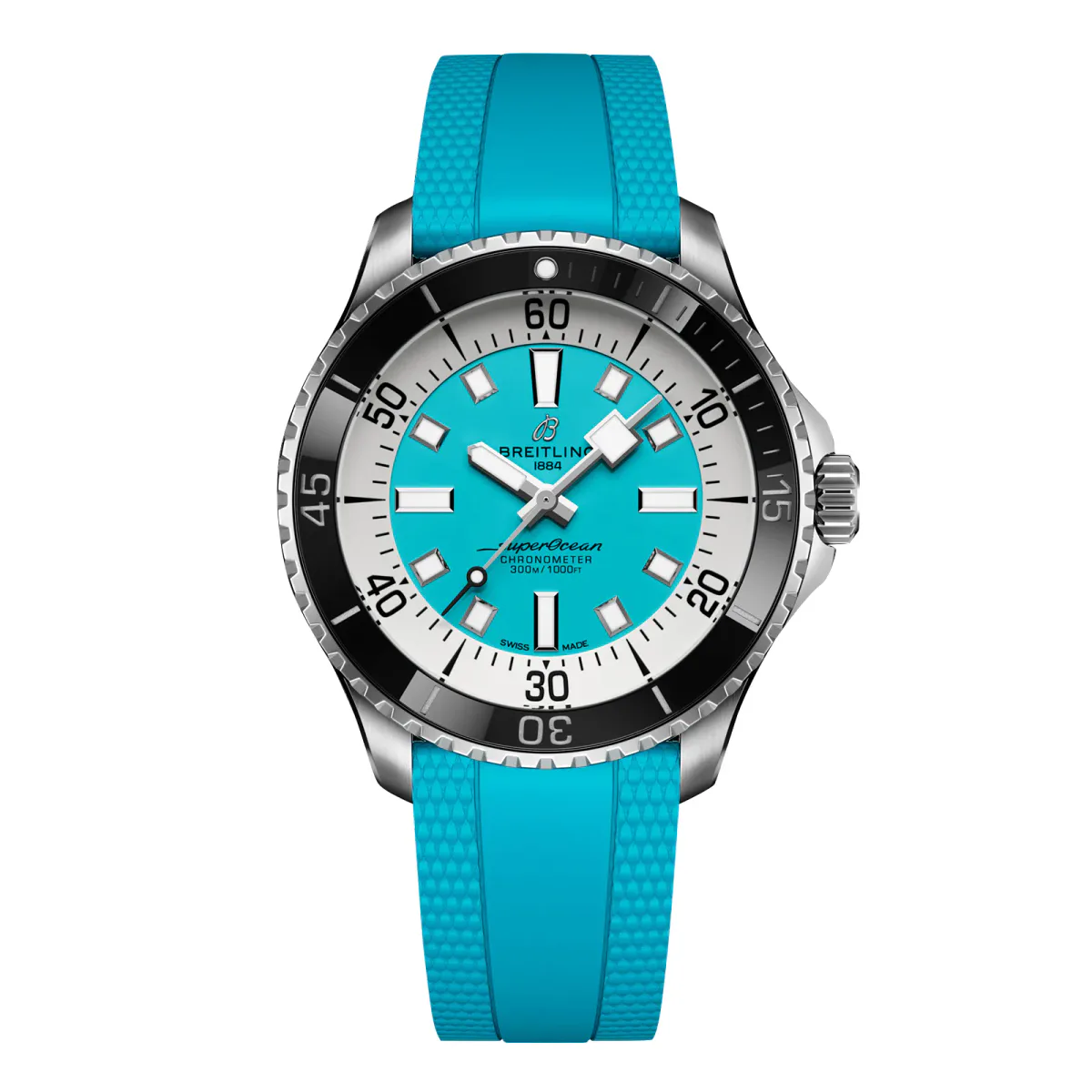 Breitling Superocean Automatic 44mm Mens Watch Turquoise Rubber