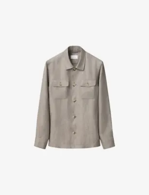 ETON Patch-Pocket Linen-Blend Shirt Jacket - BEIGE