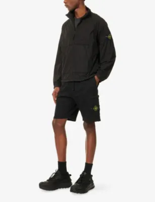 STONE ISLAND Compass Badge Fleece Cotton-Jersey Sweat Shorts detail 2