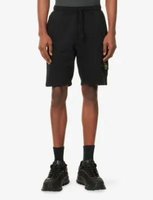 STONE ISLAND Compass Badge Fleece Cotton-Jersey Sweat Shorts detail 3