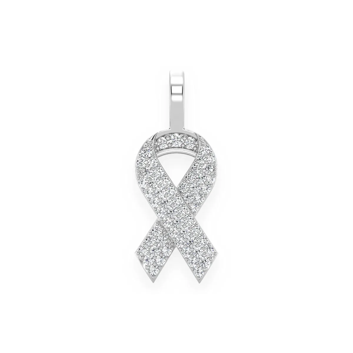 For Him Awareness Ribbon Diamond Pendant in White Gold / Natural Diamond – Pendant