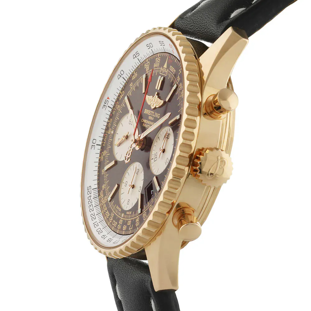 Breitling Navitimer Automatic 18ct Red Gold Leather Strap 43mm Mens Watch detail 3
