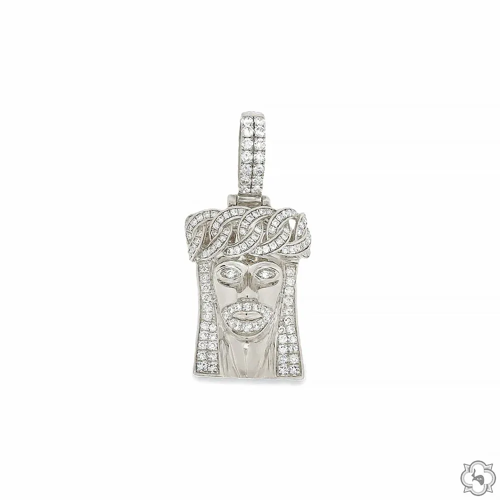 ANNA - CONSCIOUS DIAMONDS 14k Gold Diamond Cuban Link Crown Jesus Pendant 65842 in White Gold – Pendant