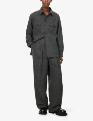 VALENTINO GARAVANI Pleated Wide-Leg Wool-Blend Trousers detail 2