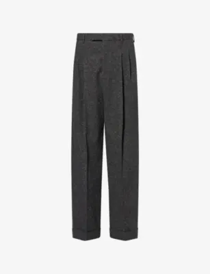 VALENTINO GARAVANI Pleated Wide-Leg Wool-Blend Trousers