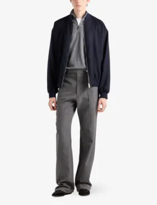 PRADA Logo-Embroidery Half-Zip Cashmere-Silk Turtleneck detail 2