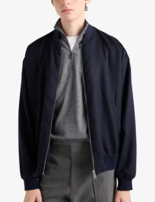 PRADA Logo-Embroidery Half-Zip Cashmere-Silk Turtleneck detail 3