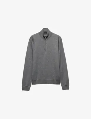 PRADA Logo-Embroidery Half-Zip Cashmere-Silk Turtleneck