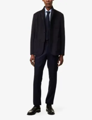CORNELIANI Patch-Pocket Button-Up Wool Jacket in NAVY, additional product view 2