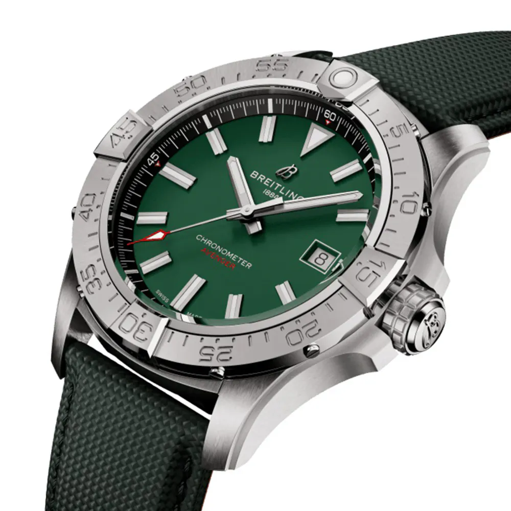 Breitling Avenger Automatic 42mm Mens Watch Green Leather in Green, additional product view 3