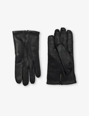 DENTS 3 Points leather and cashmere touchscreen gloves - BLACK - XL