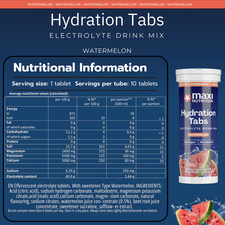 Maxi Nutrition MaxiNutrition Hydration tabs, Watermelon, Zero Sugar 6 x 10 Tablets (6 Pack) detail 2