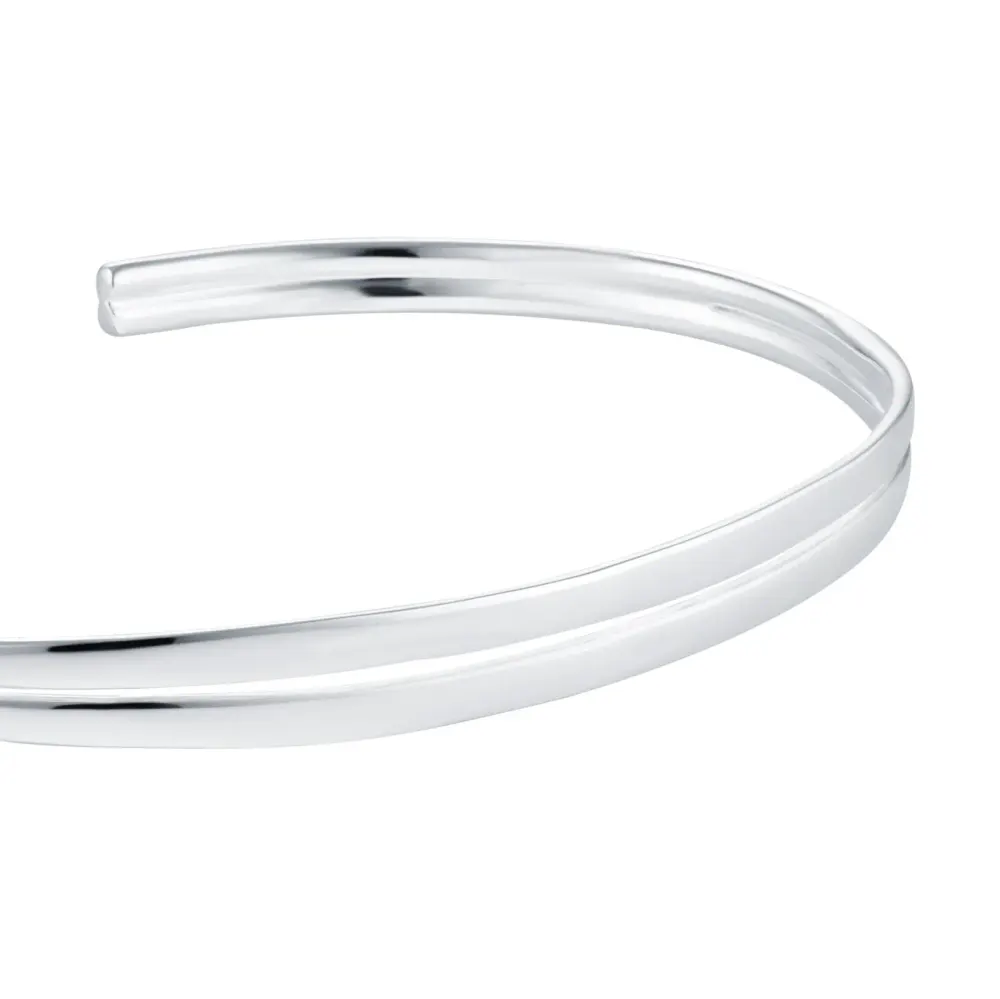 For Him Sterling Silver Double Row Narrow Cuff Bracelet detail 2