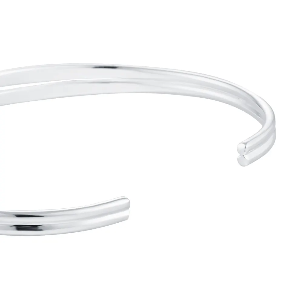 For Him Sterling Silver Double Row Narrow Cuff Bracelet detail 3