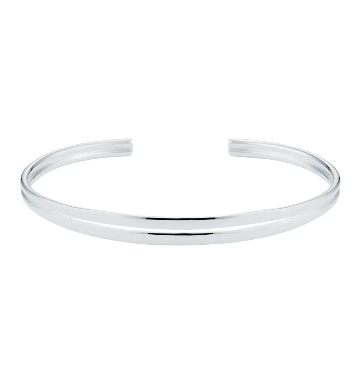 For Him Sterling Silver Double Row Narrow Cuff Bracelet