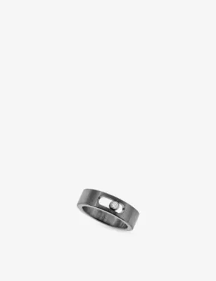 MESSIKA Move Small Graphite Titanium And 0.05ct Diamond Ring - Q.5