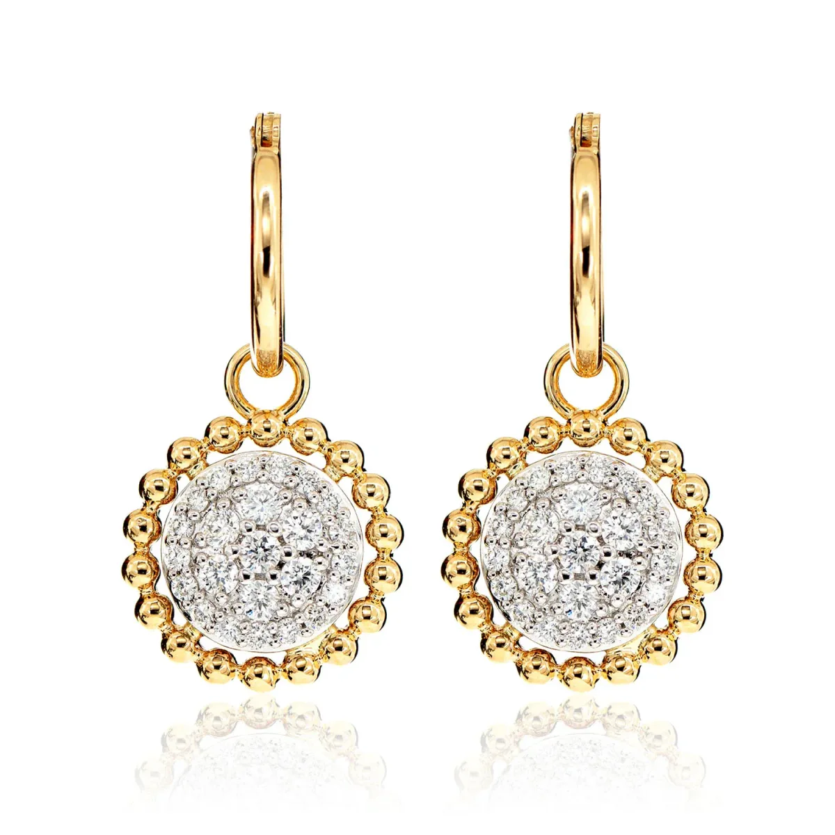 For Him Dangling Diamond Halo Cluster Earrings in Rose Gold / Lab Grown Diamond – Earring