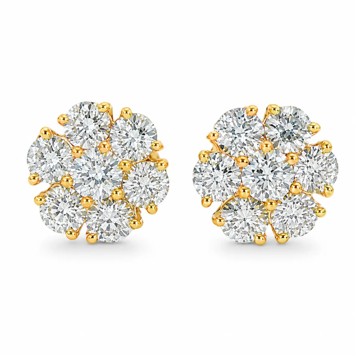 RINA - For Him FACTORY 14K Gold Diamond Stud Flower Earrings 16801 in Rose Gold – Earrings