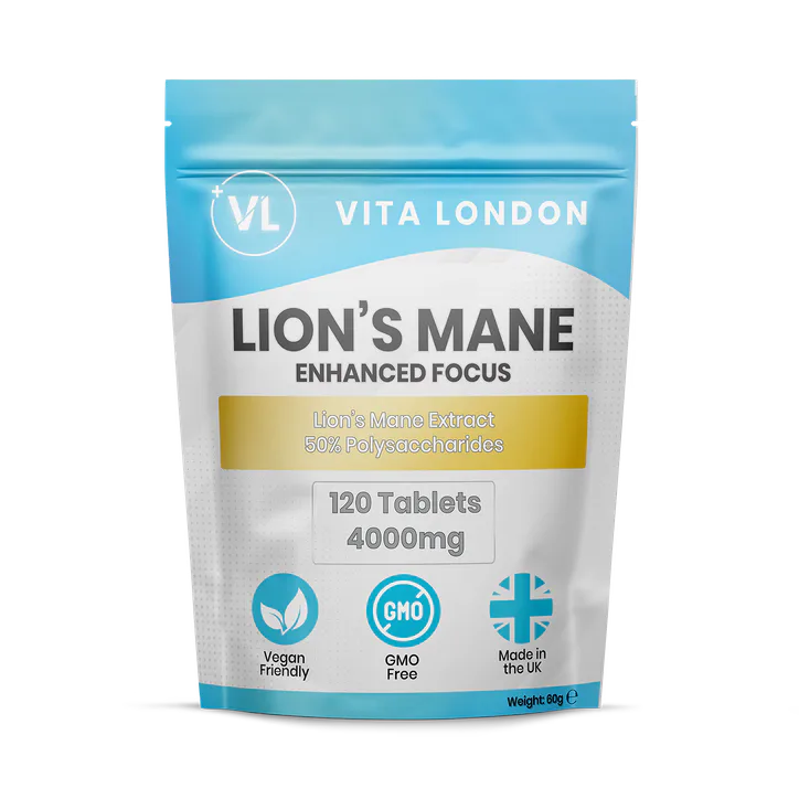 Vita London Lion's Mane 4000mg Mushroom Supplement 120 Tablets