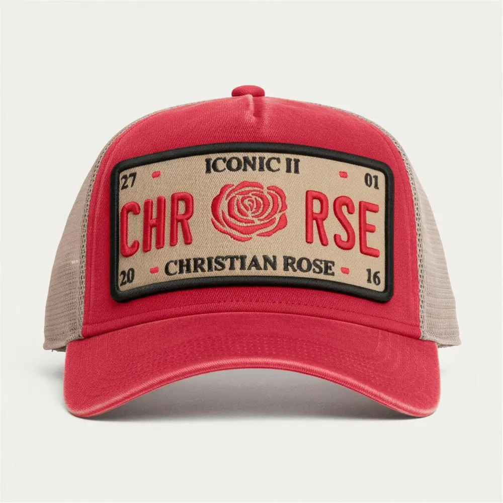 Christian Rose Washed Iconic II Plate Trucker Cap detail 2