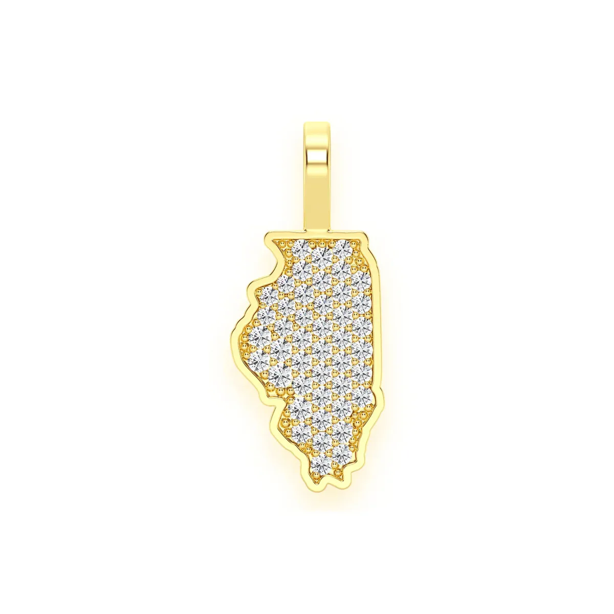 For Him US State Diamond Pendant in Illinois / Yellow Gold / Natural Diamond – Pendant