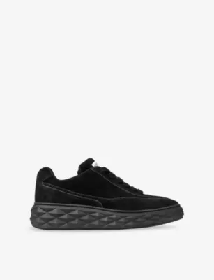 JIMMY CHOO Diamond Maxi Retro M Velvet and Suede Trainers - EUR 45 / 11 UK MEN in V BLACK – Mens | Trainers | Lace up trainers