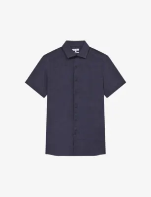 REISS Holiday slim-fit linen shirt - WHITE